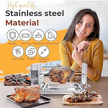 BBQ Grill Basket Stainless Steel Rolling Vegetable Grill Basket Removable Wooden Handle Round Bbq Cage Portable Bbq Accessories Outdoor Grill Sausage Meat Set Of 2