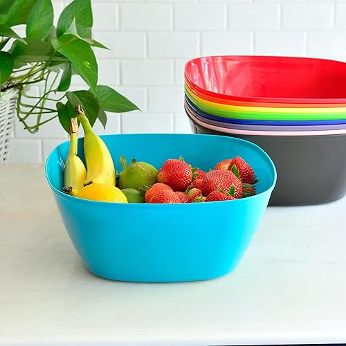 Miniatura 4 de Youngever Paquete de 9 cuencos de plástico para mezclar y servir de 120 onzas, cuencos cuadrados para palomitas de maíz, ensaladeras, cuencos para