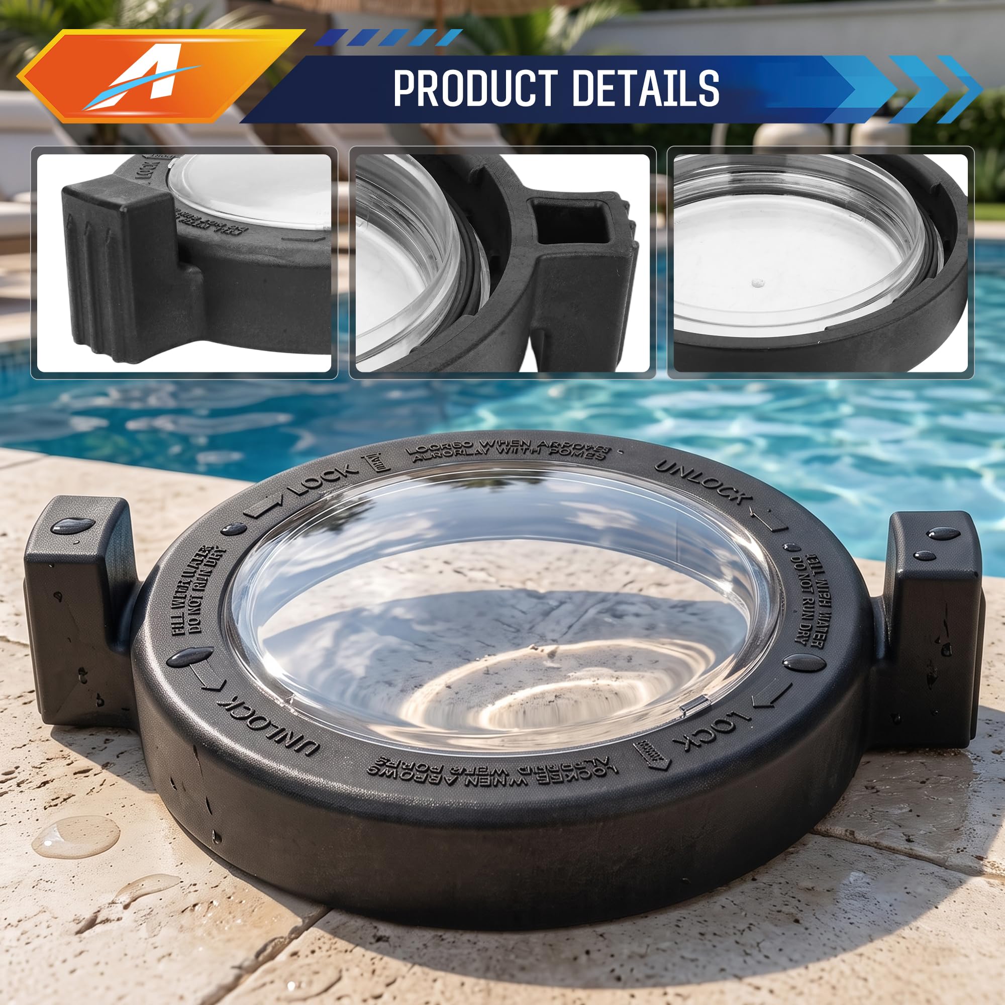 R0445800 Couvercle de pompe de piscine avec anneau de verrouillage et kit de joint | Compatible avec les séries Stealth, Waterfall et ePump | Convient aux modèles SHPF, SHPM, SWF, JEP |