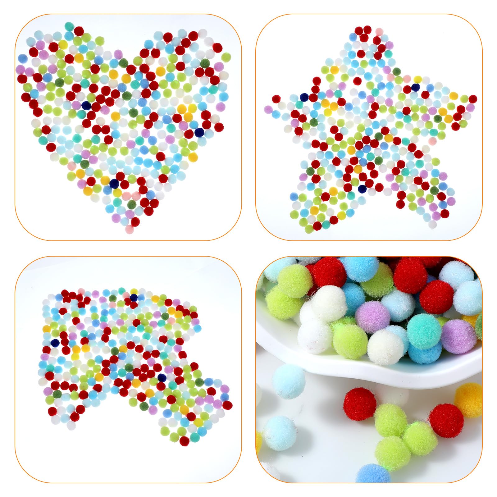 300 Pompons Créatifs Colorés 3 Tailles (1cm 2cm 3cm) - Kit Loisirs Créatifs, Décorations Fêtes Et Artisanat
