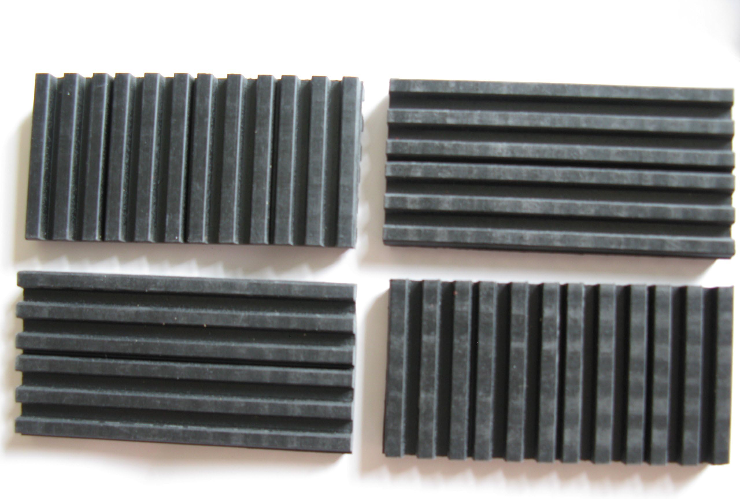 Set of 4 Fluted Ribbed Grooved Anti vibration Rubber Pad 50x100x10mm Reduce Noise non-slip shock absorber Grip Footing Mount Mat
