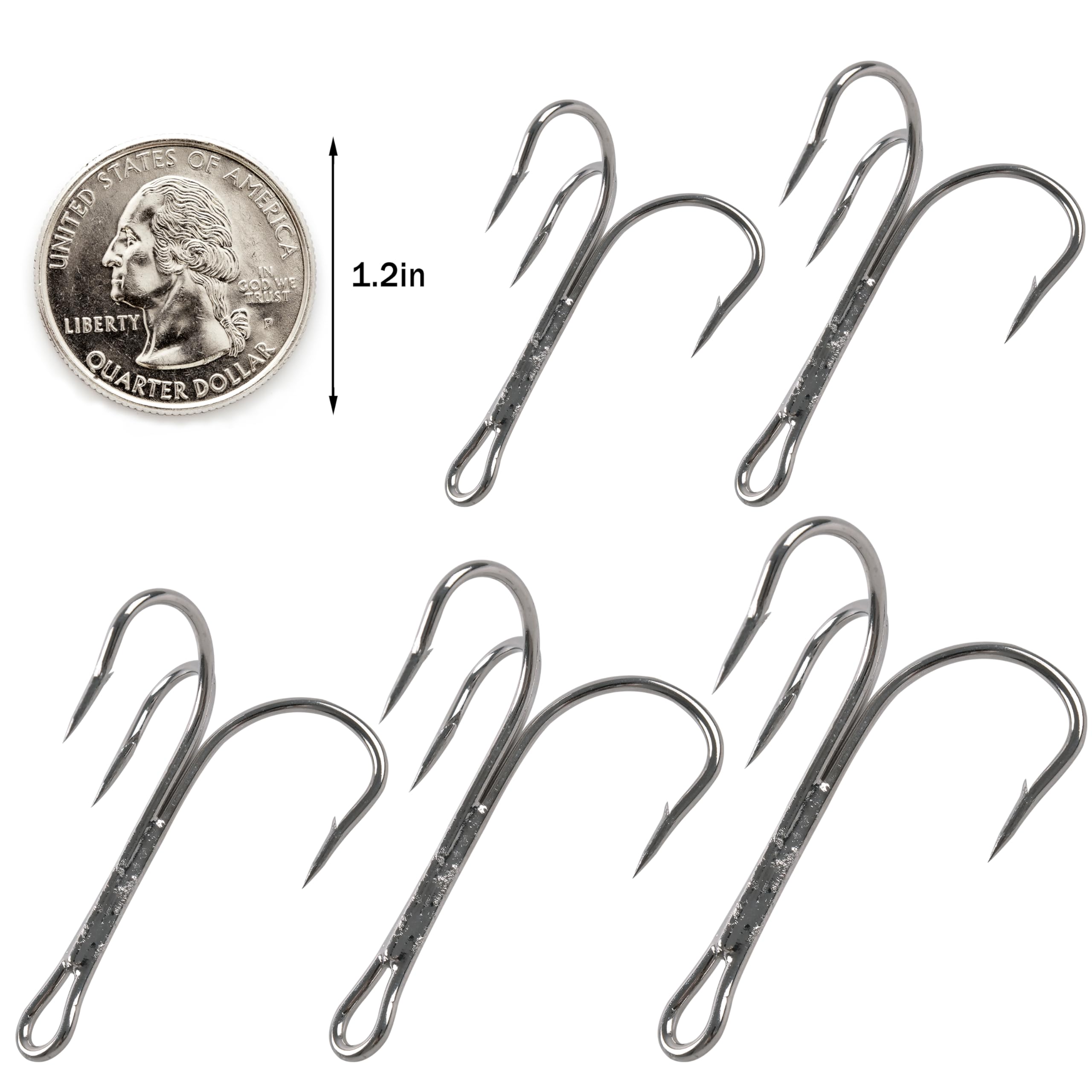 Fishing Treble Hooks Classic Fishhooks - 20PCS High Carbon Steel Large Triple Hooks 3551#4/0 Silver Extra Strong Sharp Classic Big Size Trebles for Fishing Split Ring Saltwater & Freshwater Lures, Hooks