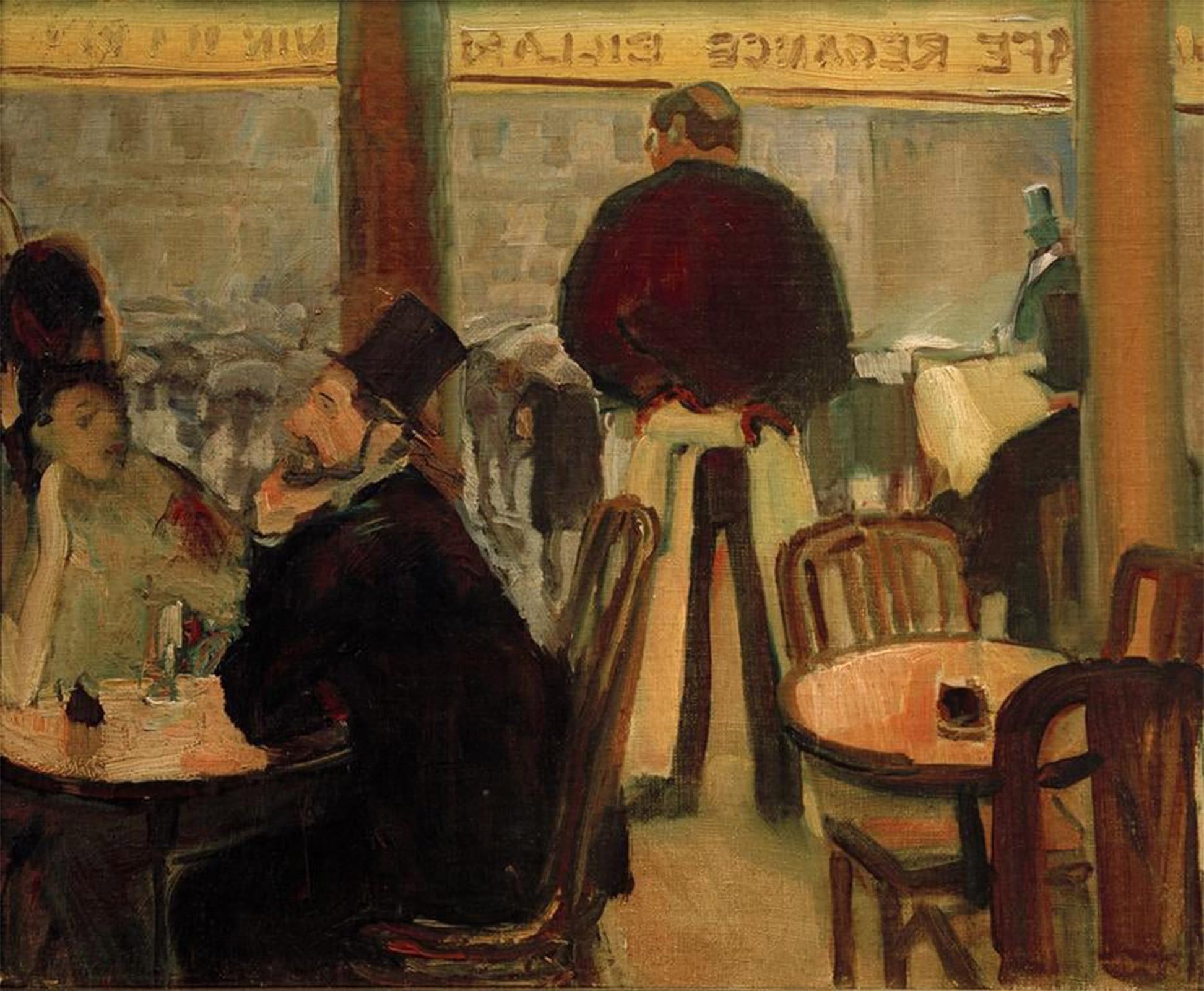 ARTXLXXBN Famous Print Painting Colorful Art Print Coffee in Paris by Albert Weisgerber Canvas Art Decorations for Home Decor 60x90cm