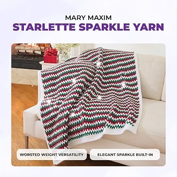 Mary Maxim Starlette Purple Sparkle Yarn, Acrylic Blend, 196 Yards - Purple