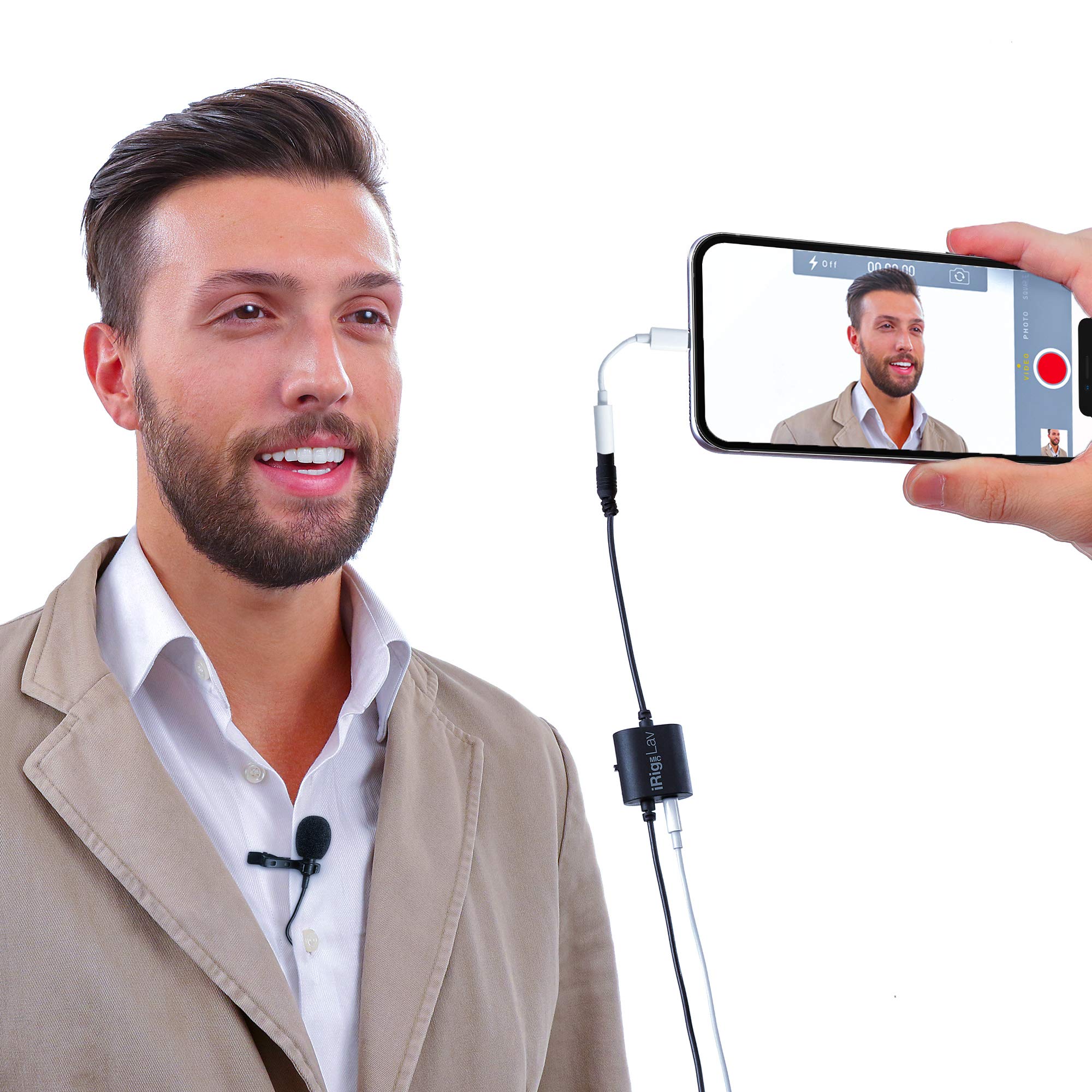 Ik Multimedia IP-IRIG-MICLAV2P-IN Irig Mic Lav Kit da 2 Microfoni Lavalier per iOS e Android, Nero/Antracite