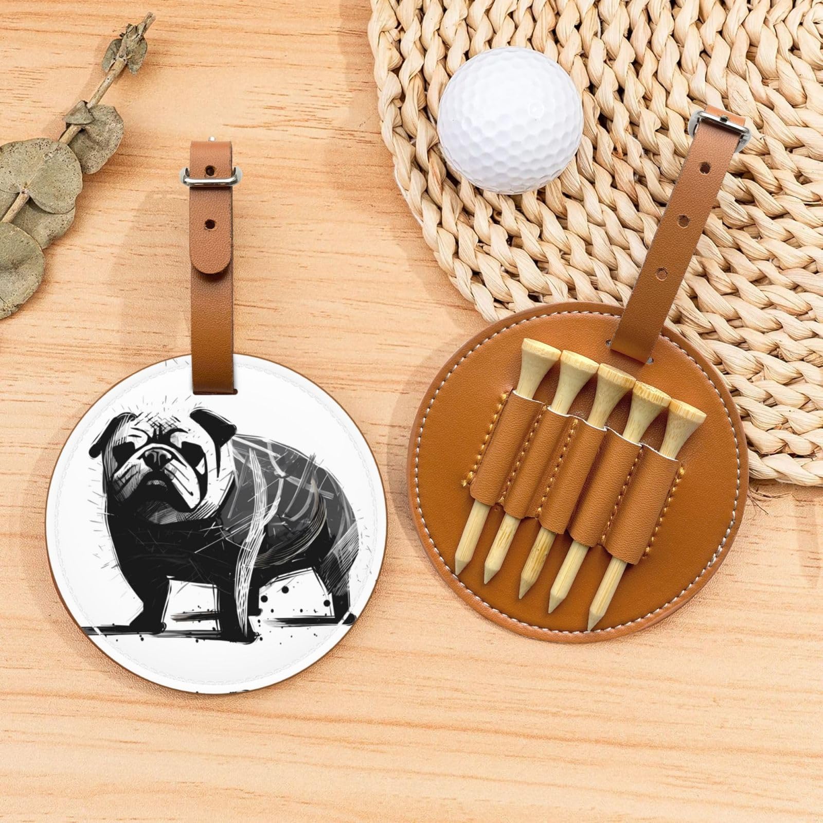 hand-painted dog Brown Printed golf tee storage bag - portable design, easy to organize tee