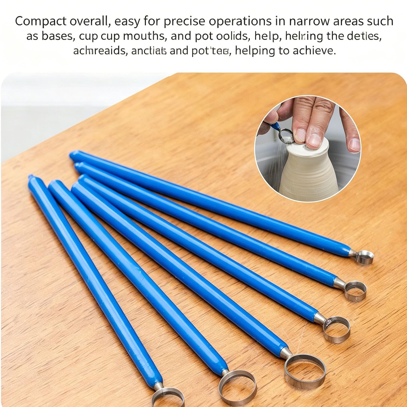 Juego De 6 Herramientas para Recortar Cerámica, Cuchillos De Acero De Tungsteno para Arcilla, con Cabezales Redondos De Varios Diámetros (7.5, 9.5, 11.5, 13.5, 15.5 Y 17.5 Mm)