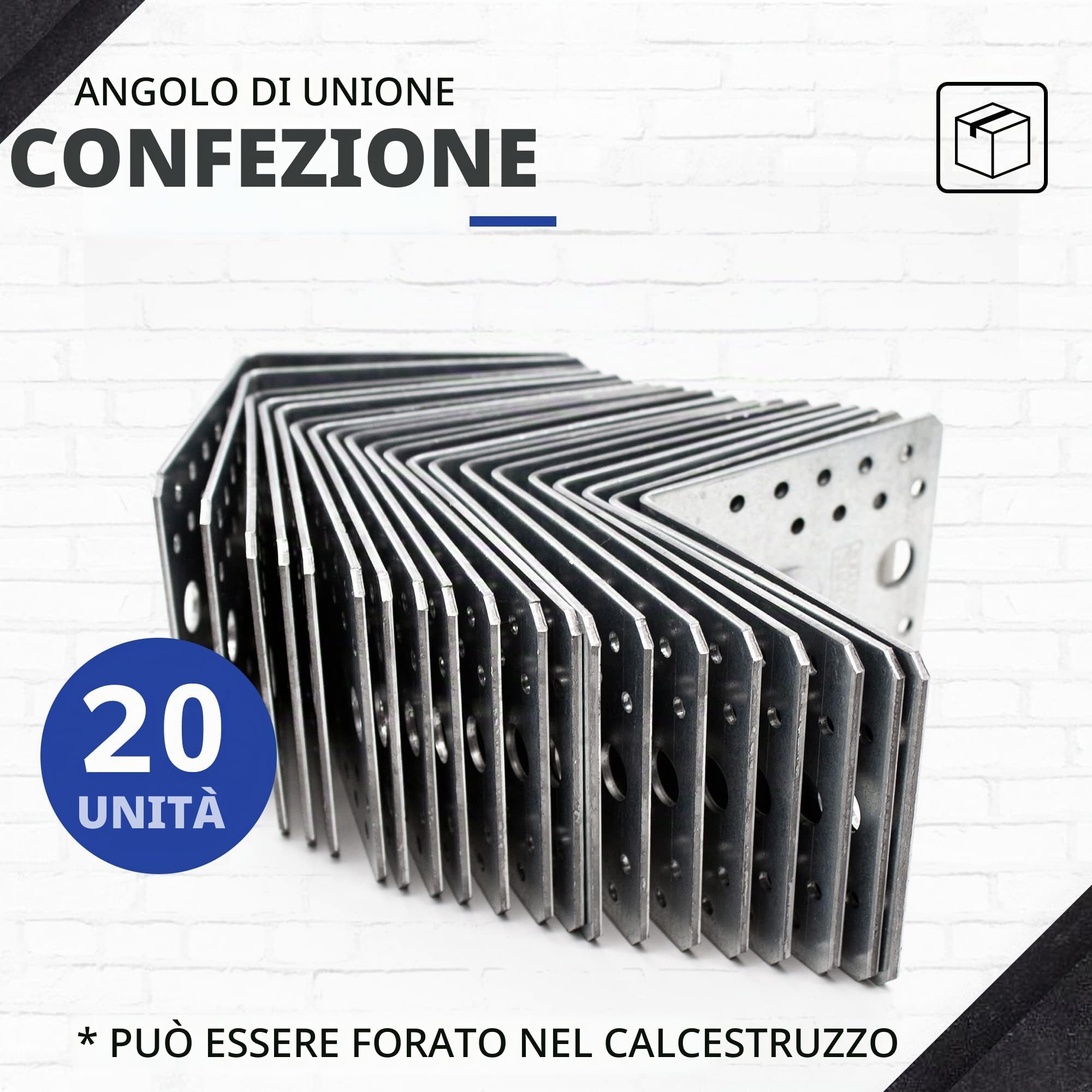 DOJA Barcelona | Piastra Angolare | 20pz | 105x105x90mm | Spessore 2,5 | Acciaio Zincato | Squadretta di Giunzione Angolare | Squadretta Angolare | Squadretta Giunzione Angolare Mensola, Mobile