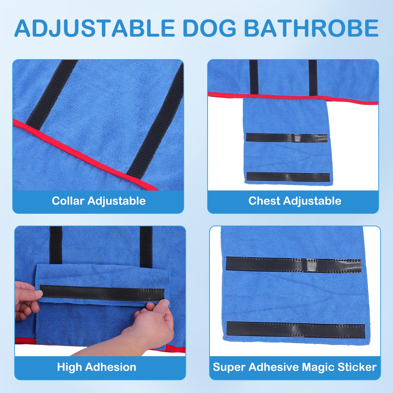 VINGVO Accappatoio per cani, ad asciugatura rapida, super assorbente, collare regolabile e asciugamano in microfibra per cani, asciugatura rapida, per cani a casa e all'aperto (blu, XL)