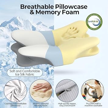 Cervical Neck Pillow - Contour Memory Foam Pillows for Pain Relief