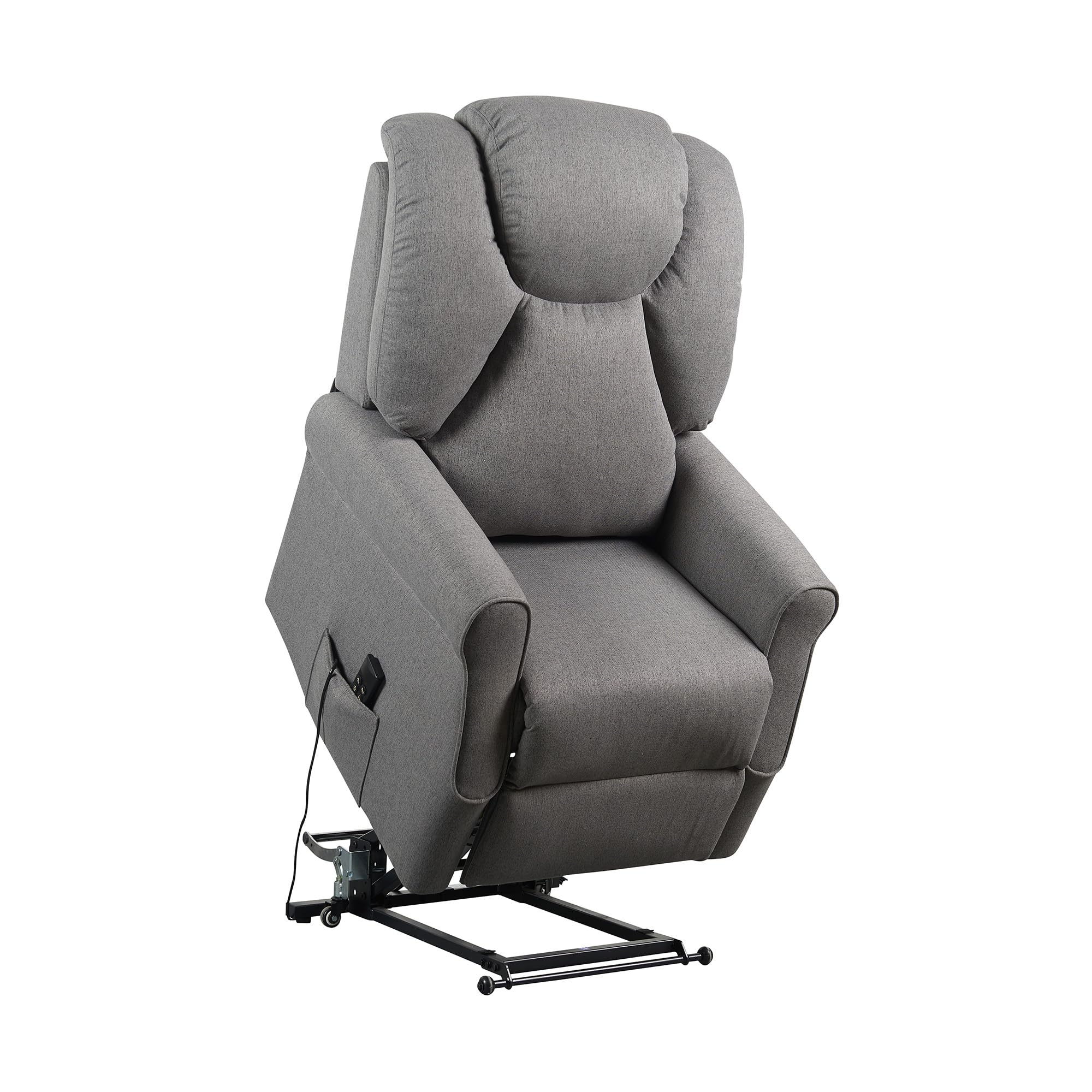 POLTRONE ITALIA Poltrona Relax Alzapersona Zero Gravity 2 motori reclinazione indipendente schienale pediera Roller 4 ruote per spostamento utente anziani antimacchia Grigio