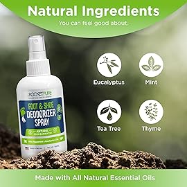 Rocket Pure Natural Foot & Shoe Deodorizer Spray - Foot Spray for Smelly Feet & Shoe Spray for Smelly Shoes - Removes, Controls & Prevents Odors - Made with Essential Oils - Made in USA (4oz, 2-Pack)