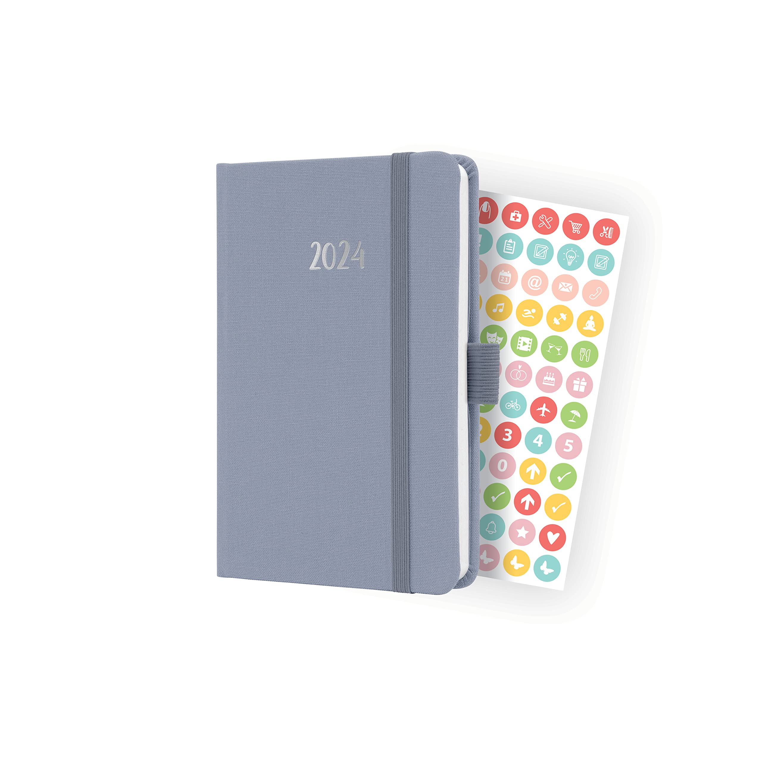 SIGEL J4406 Weekly planner Jolie 2024, FSC-certified, 2 pages equal to 1 week, hardcover with a fabric surface, approx. A6, lilac, 174 pages
