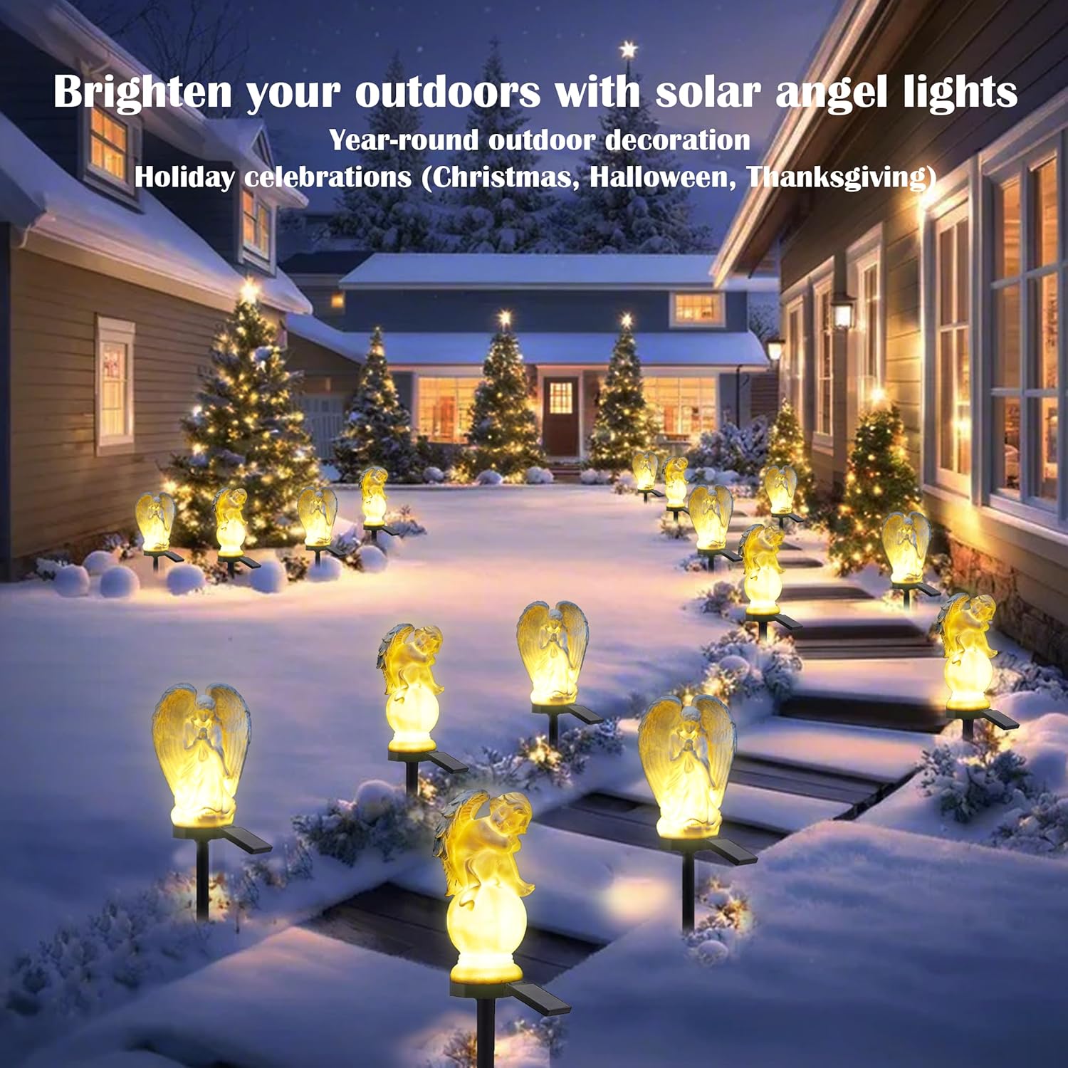 SunKite Angel Garden Solar LED Light Outdoor Waterproof Decorative Stake Lights for Yard Patio Pathway Lawn Ornaments Garden Decor Christian Christmas Decorations Gifts