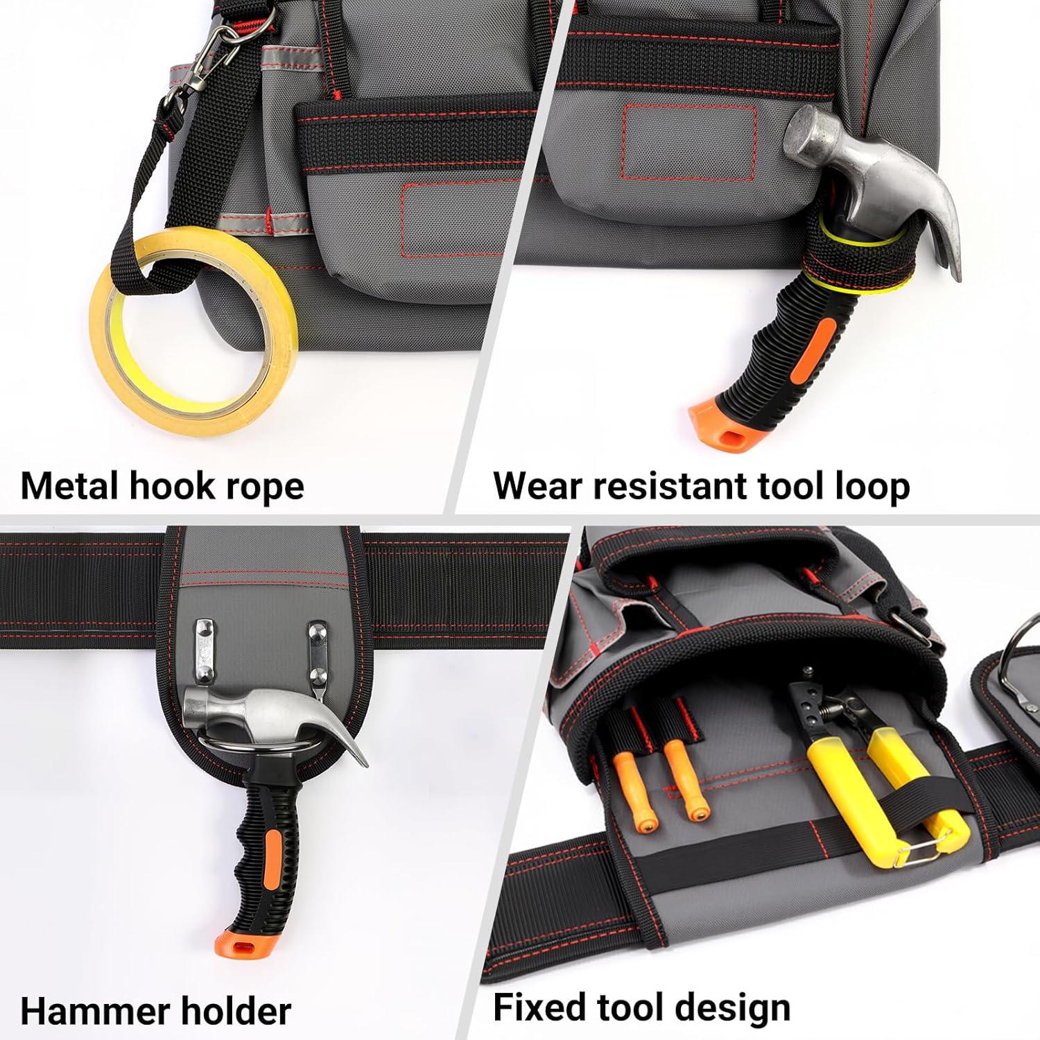 Tool Belt Magnetic for Men with 17 Pocket, 32"-46" Adjustable Heavy Duty Waist Tool Belts with Drill Holster and Hard Board Tool Pouch, Toolbelt for Electrician, Carpenter, Worker, Dad Gift