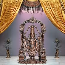 BEXCO Lord Venkateswara Copper Statue, 3 Inch Wt 100 GMS Handcrafted Tirupati Balaji Religious Idol for Home Temple, car Dashboard and Decor, Antique Finish