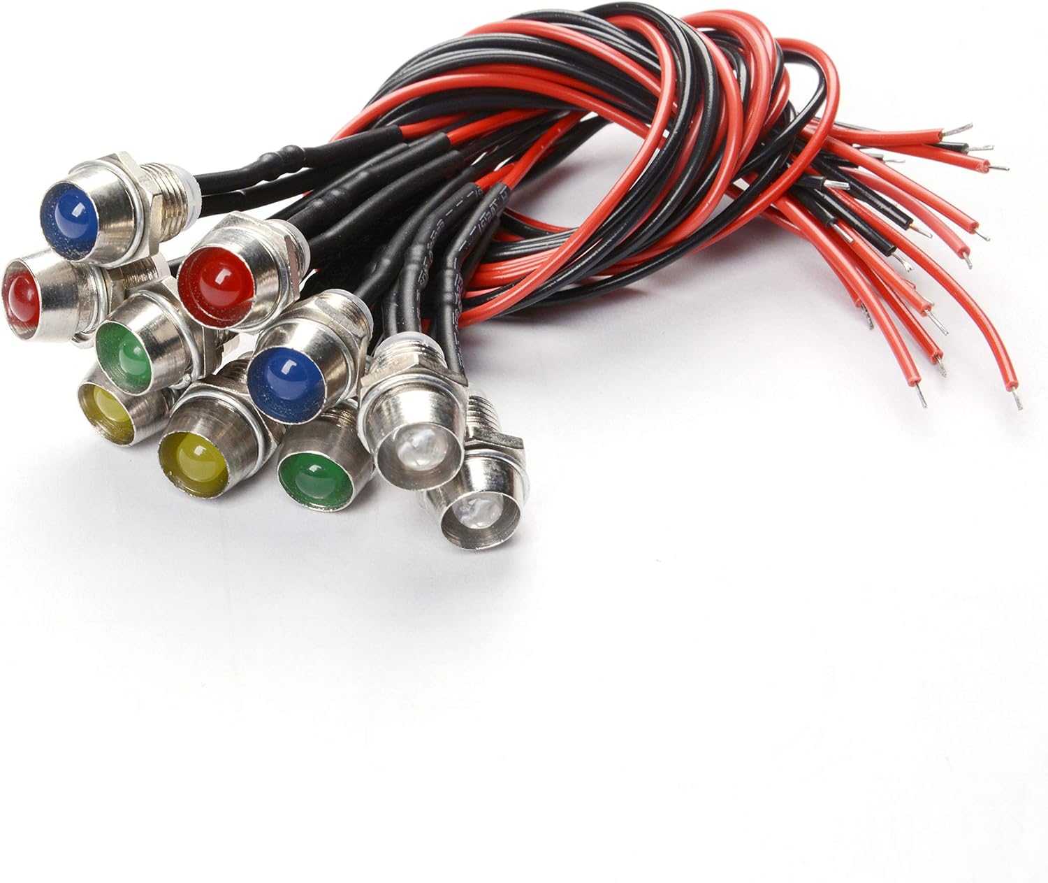 Amotor 10 pcs/Lot LED Indicator Light Lamp Pilot Dash Directional Car Truck Boat Blue red Green Yellow White (Tricolor)