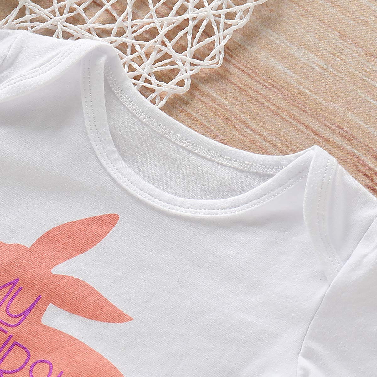 Newborn Baby Boys Girls My 1st Easter Outfit Letter Print Bodysuit +Bunny Pants+Hat 3pcs Rabbit Clothes Set (12-18M, Pink 2)