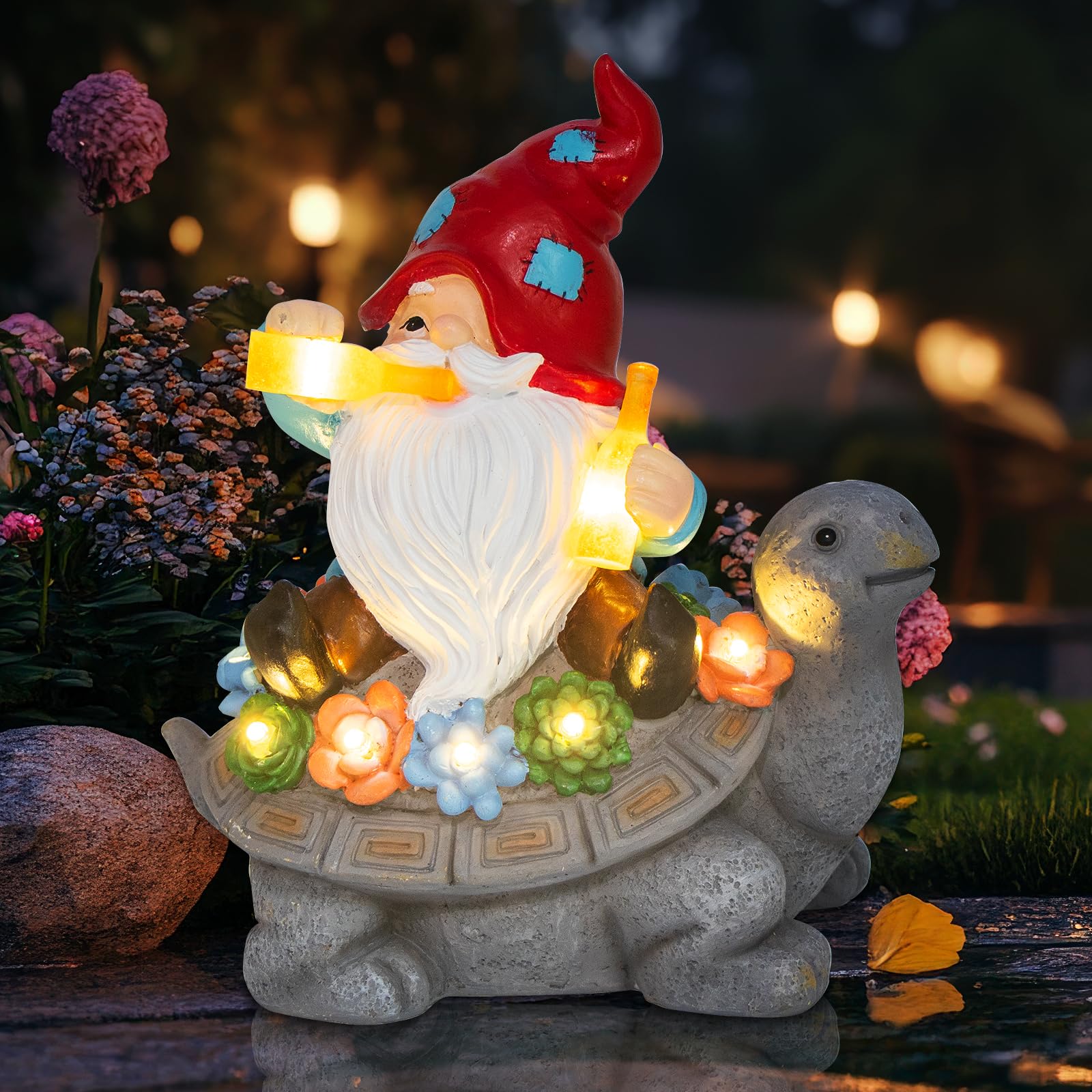 Tortue solaire avec fleur DKJOCKY pour illuminer vos soirées et décorer le jardin