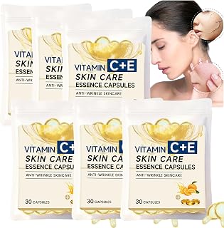 Vitamin C Anti-Aging Serum Capsules for Face, Anti-Wrinkle Collagen Capsules, Brightening & Moisturizing Facial Serum for Dark Spots, Fine Lines & Wrinkles (6pcs)