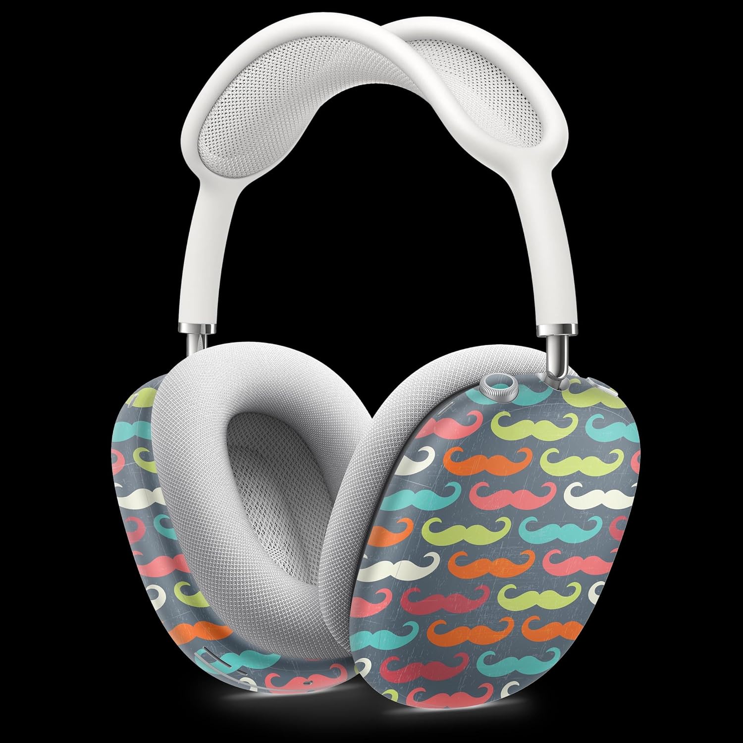 DesignSkinz - Skin Decal Protective Scratch Resistant Vinyl Wrap - Compatible with AirPods Max Headphones - Colorful Scratched Mustache Pattern