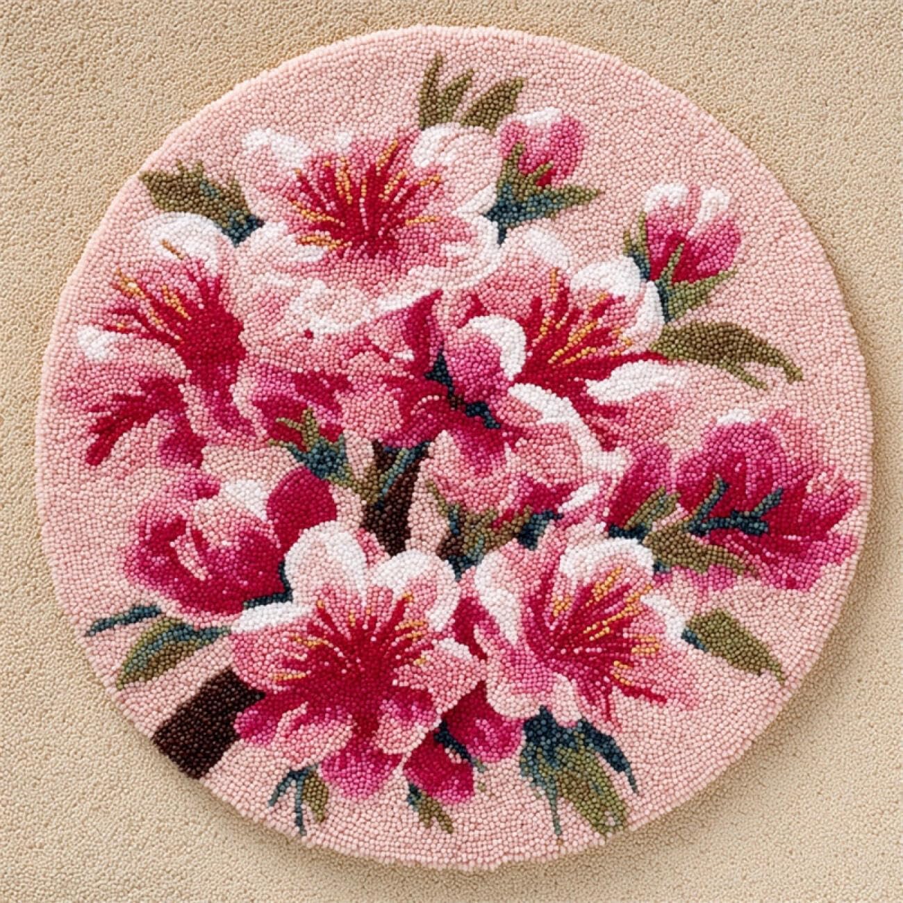 Kitquiver H Latc Hook Kit Rug Pink Peac Blossoms 80X80cm