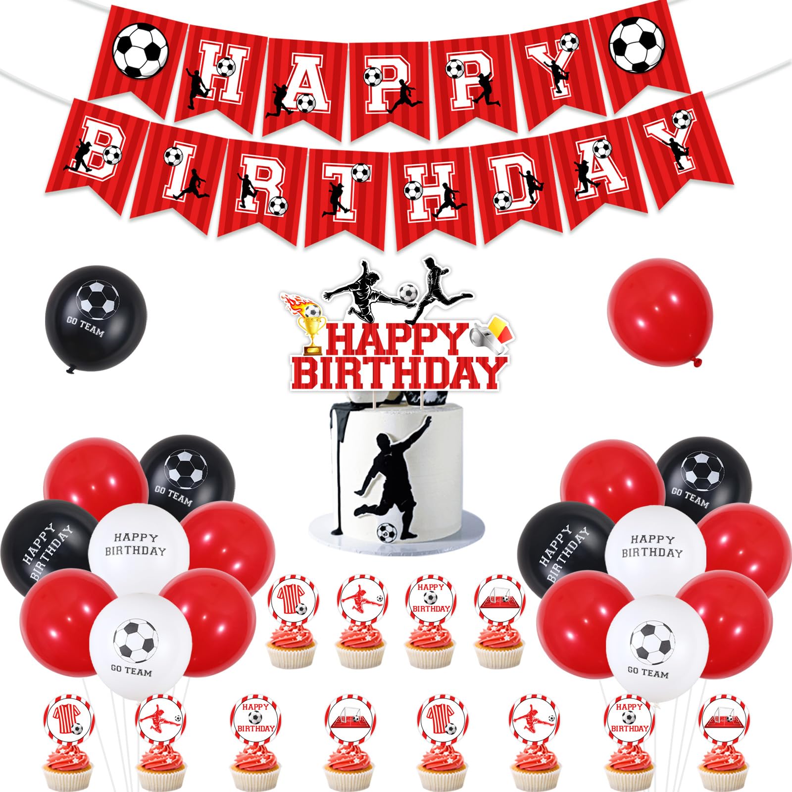 Decorazione Compleanno A Tema Calcio - Palloncini, Numeri E Accessori Per Festa 9 Anni