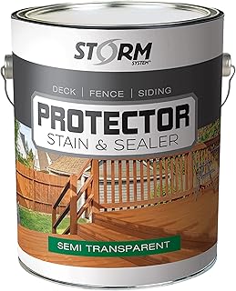 STORM SYSTEM Storm Protector Penetrating Sealer & Stain Protector - Deck Protector, Fence Protector, Mahogany Stain, Redwood Stain - 1 Case of 4 Individual Gallons, Hickory