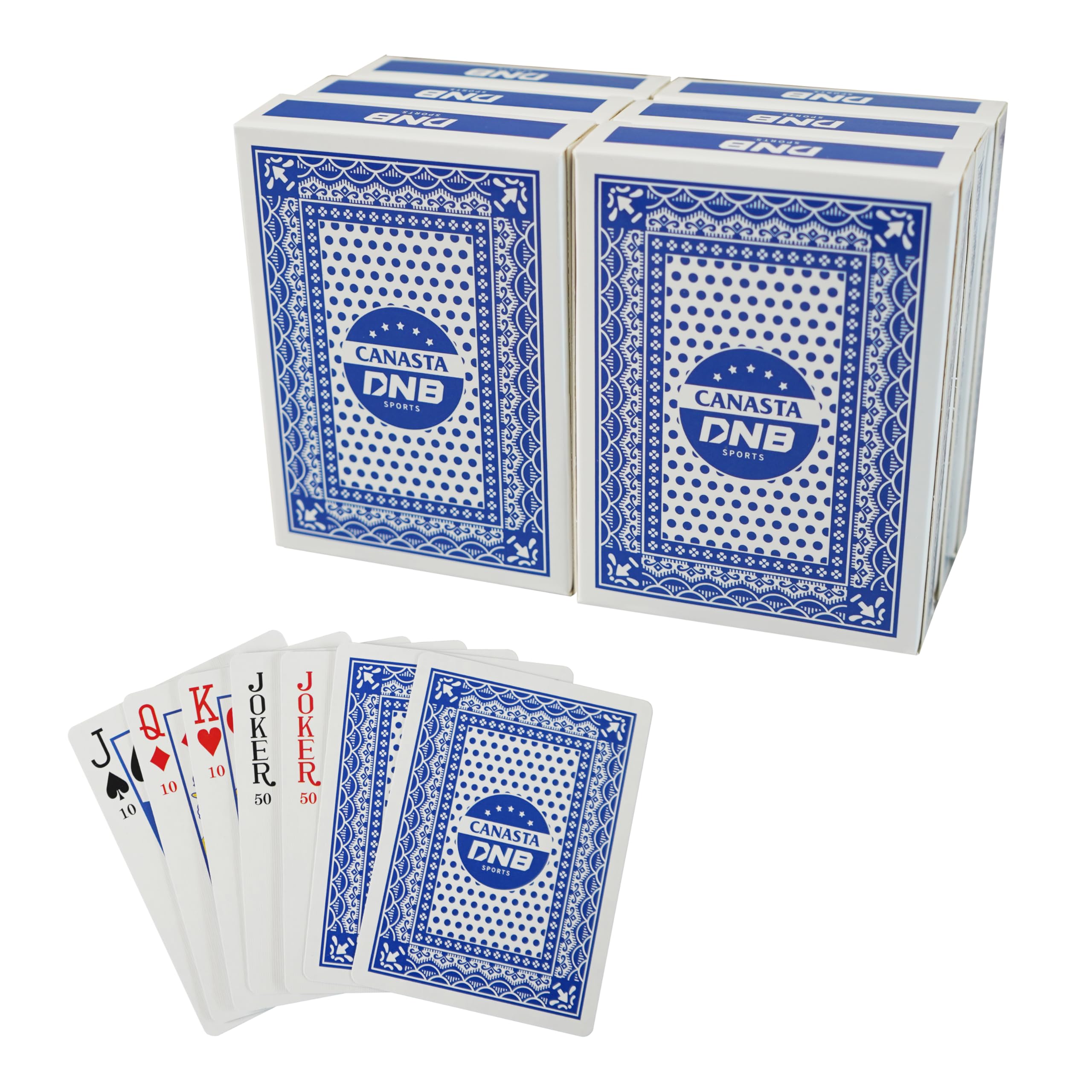 DNB 6 Deck Canasta Cards - 6 Decks Blue Playing Cards with Point Values - Includes Canasta and Hand and Foot Rules