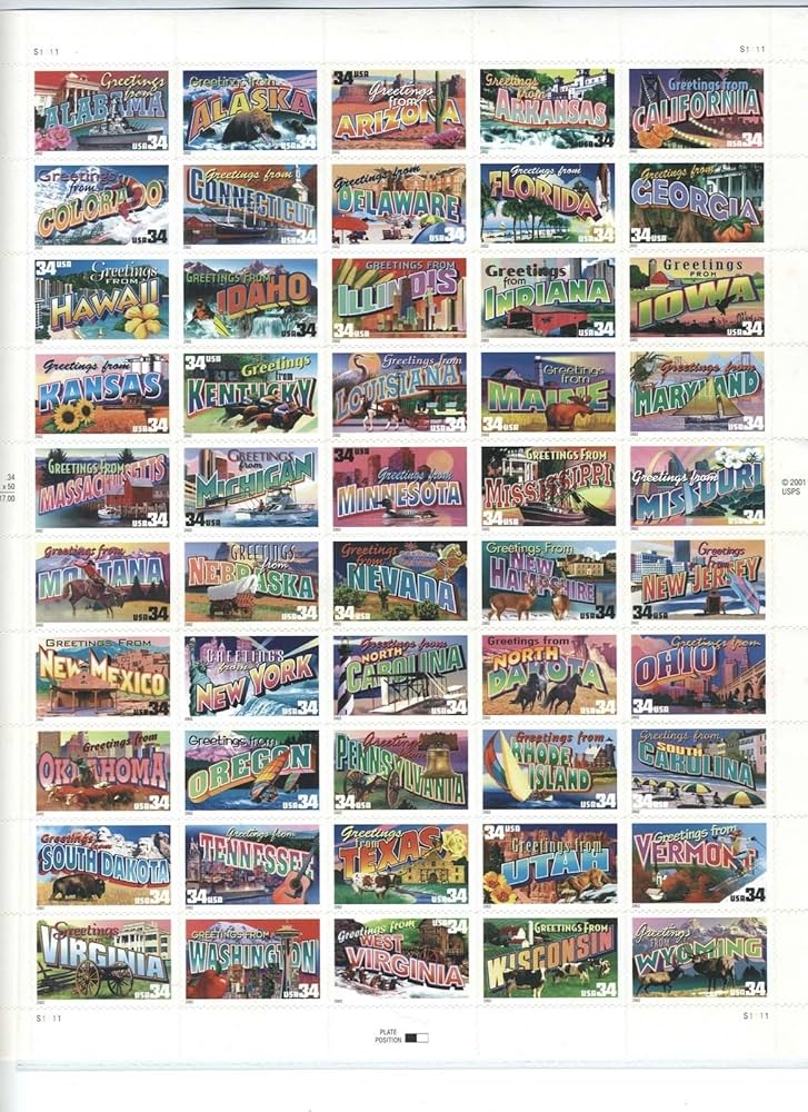 Amazon.com: Greetings from America, Full Sheet of 50 34-Cent