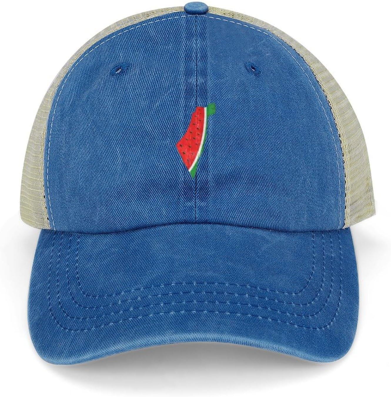 Palestine Map Watermelon Baseball Cap Men Cotton Denim Hat Adjustable Mesh Back Breathable Baseball Caps for Adult Unisex Palestine Map Watermelon Print