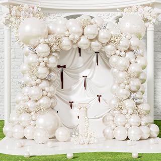 Pearl White Balloon Garland Arch Kit, 146 Pcs, Wedding Decor