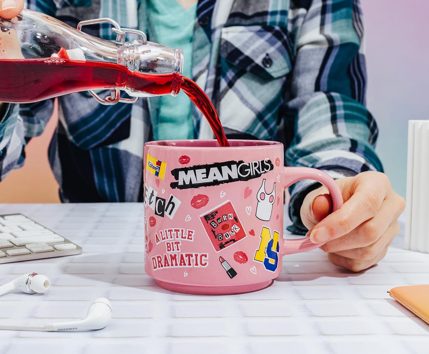 Silver Buffalo Mean Girls Icons Pink Ceramic Mug | Coffee Cup For Beverages | Holds 13 Ounces image 5
