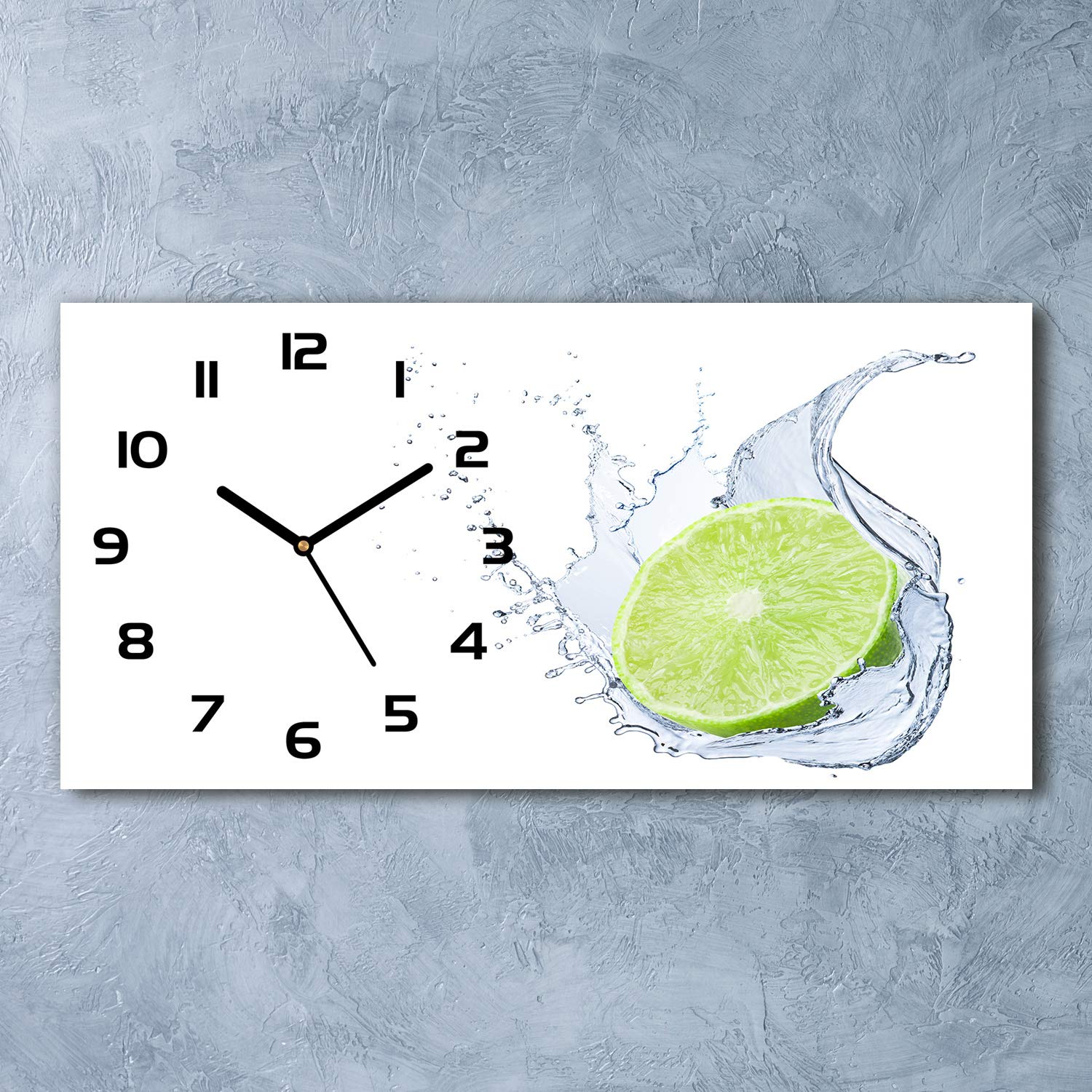 Wanduhr Aus Glas 60x30 Cm – Küchenuhr Mit Schwarzen Zeigern, Kaffee-Motiv