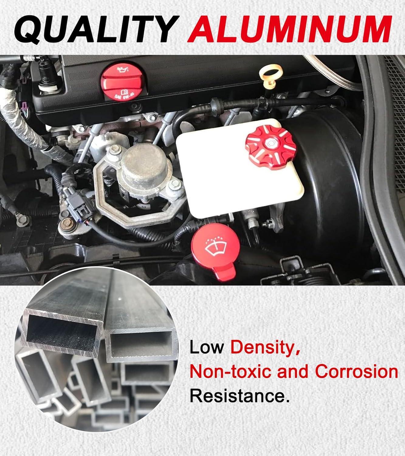 C8 Aluminium Alloy Engine Oil Cap Radiator Cap Coolant Cap Windshield Washer Tank Cover Trim Fit For Corvette C8 2020-2025 Stingray Z51 Z06 E-Ray