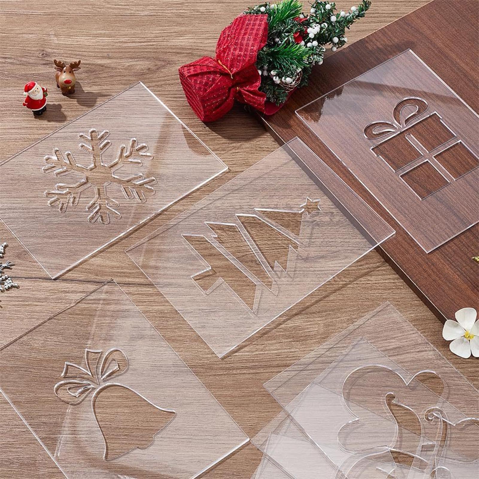 Plantillas Router Navideñas 8 Piezas Transparentes Reutilizables Precisas