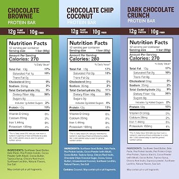 Amrita Nut Free Vegan Protein Bars Variety Pack (12 Bars, 6 Flavors) | 12g Plant Based Protein Bars | Peanut Free, Gluten Free, Dairy Free | Soy Free, Non-GMO | Low Sugar High Fiber