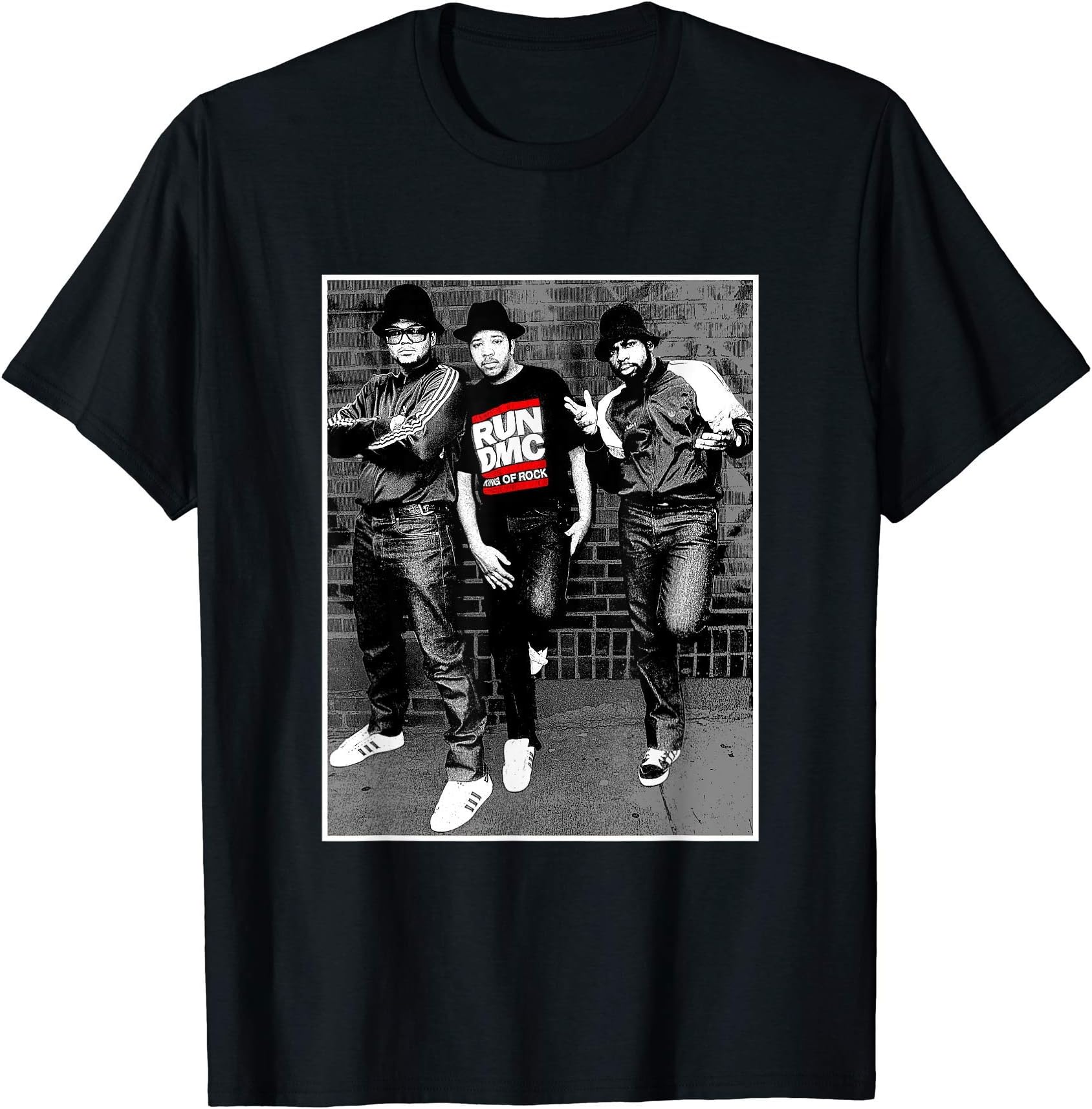 Run DMC Black and White Brick T-Shirt Small