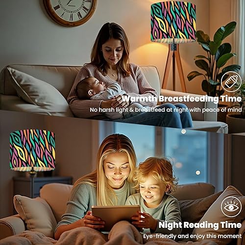 Miniatura 5 de Lamp Shades Set of 2 Colorful abstract zebra seamless Neon lines black Rainbow stripes Drum lampshades for Floor Lamps Table Lamps Pendant Light