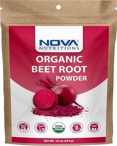 Nova Nutritions Polvo de raíz de remolacha orgánica certificada, 16 onzas (454 gm)