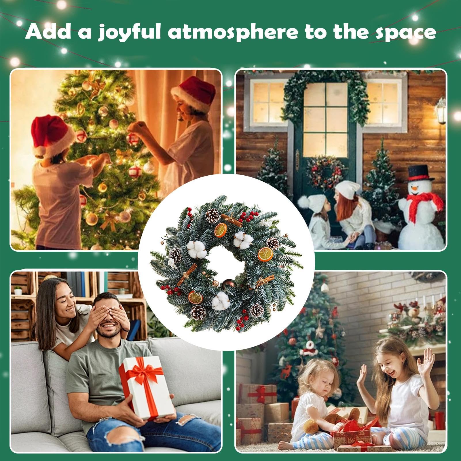 Corona para La Puerta De Entrada Guirnalda Navideña Decoración De Pared | Coronas Navideñas De Invierno Para Interiores Para Interior Exterior Ventana Pared Casa Garaje Chimenea Armario Boda