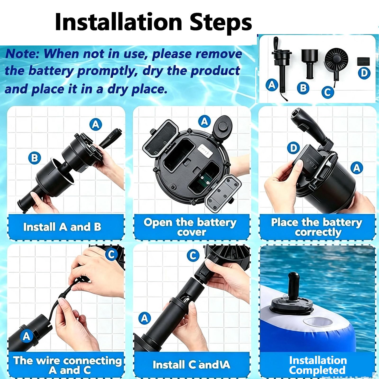 Flotador Tanque Inflable Motor,Tumbona Eléctrica 360° Piscina Propulsor A | Joystick de Control,330 Lb Capacidad Perfecto para Relajarse en Piscina,Lago o Playa