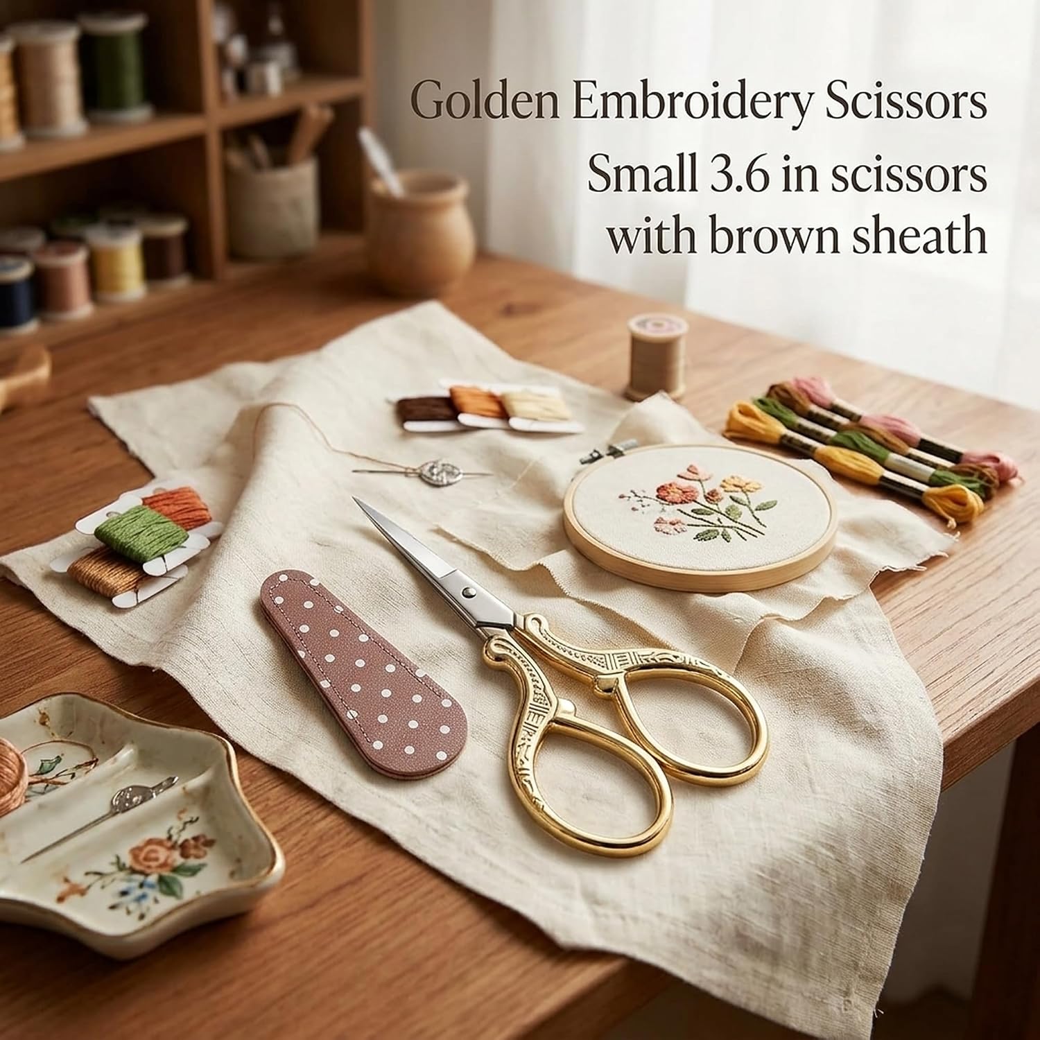 BIHRTC 3.6Inch Vintage Crochet Scissors - Small Embroidery Scissors with Stainless Steel Sharp Pointed Blades - Ideal for Sewing, Craft, DIY & Artwork DIY Tool