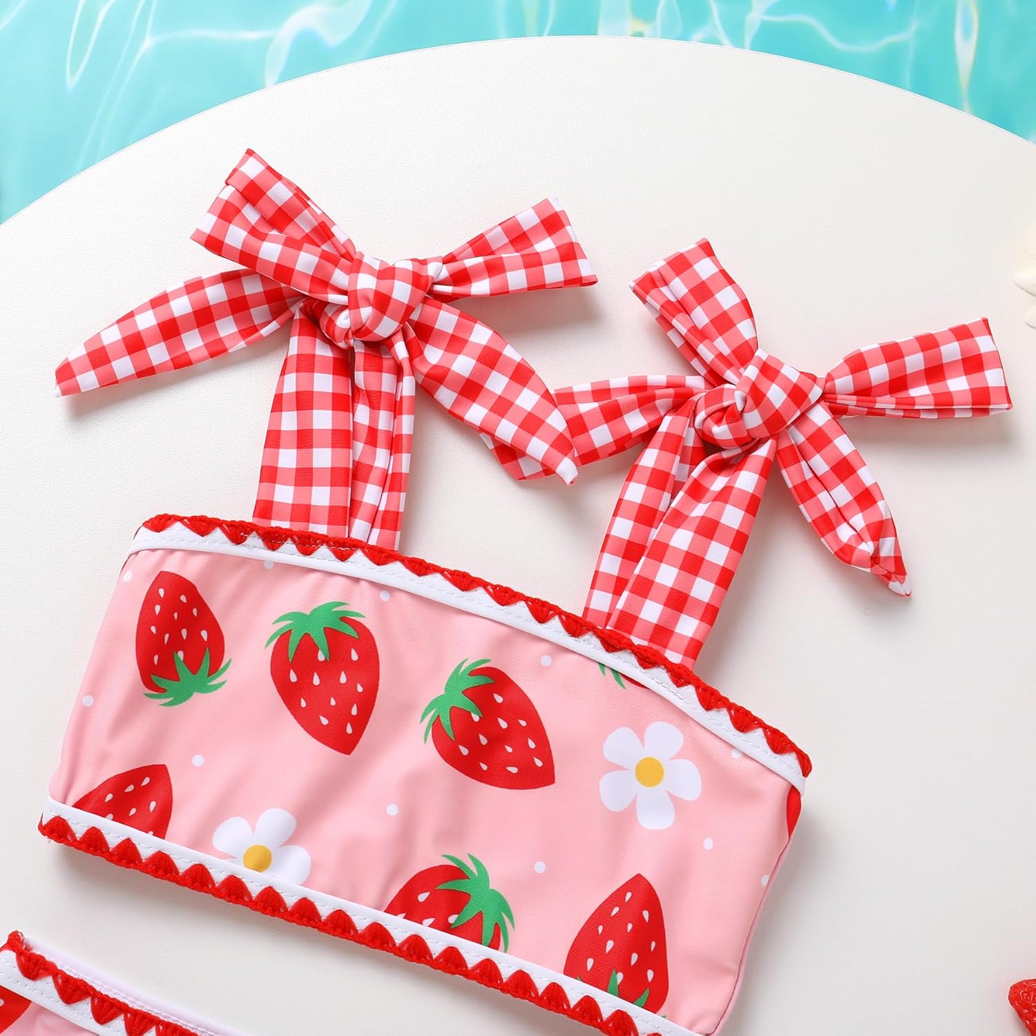 YOUNGER TREE Toddler Baby Girls Swimsuit Two Piece Solid Color Stripe Swimwear Summer Beach Bikini Bathing Suit - Image 4