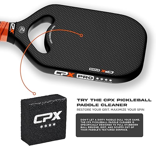 Miniatura 6 de CPX Pro - Paleta de pickleball de fibra de carbono, grado profesional, acabado mate, núcleo de panal de abeja de 0.79 pulgadas, agarre estilo tenis,