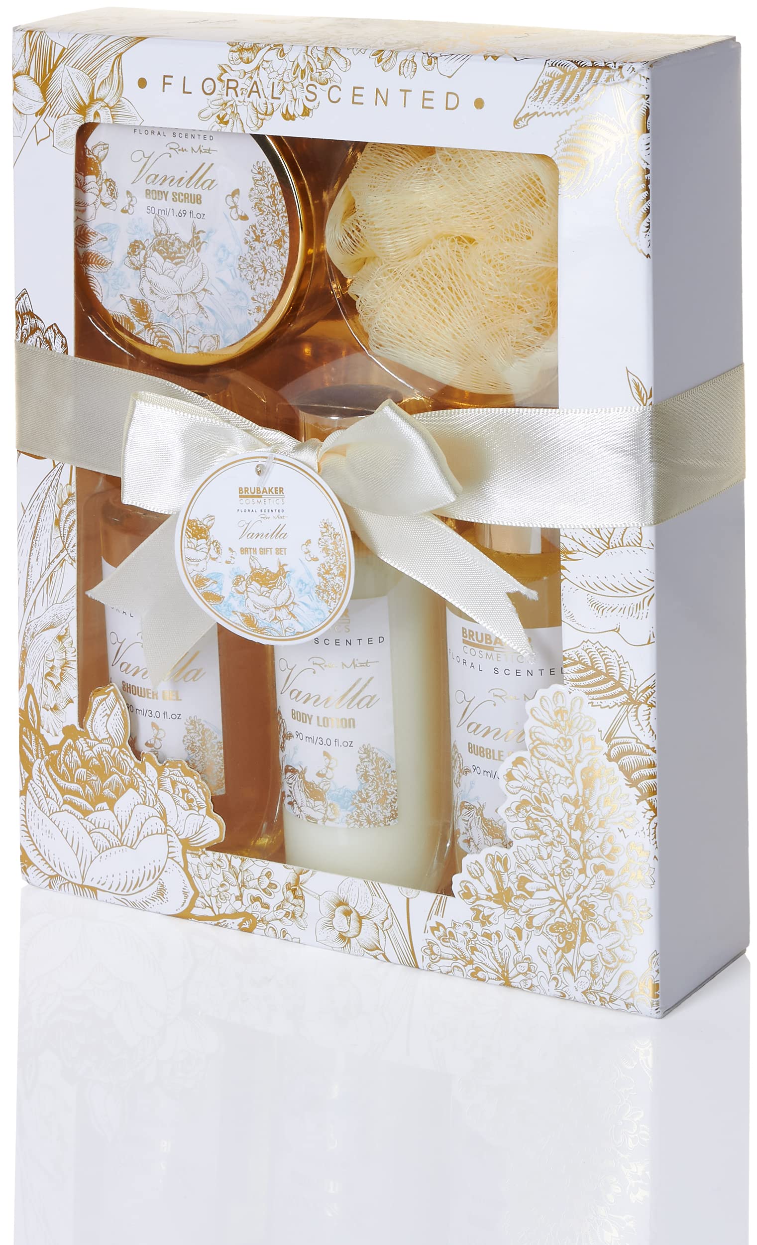 BRUBAKER Cosmetics Set de Cuidado 2 en 1 - Grande 15 piezas Kit de Bienestar - Set de Ducha y Baño para Mujer - Regalo de Belleza con Gabinete de Madera Deco - Vainilla Rosa Menta — view 9