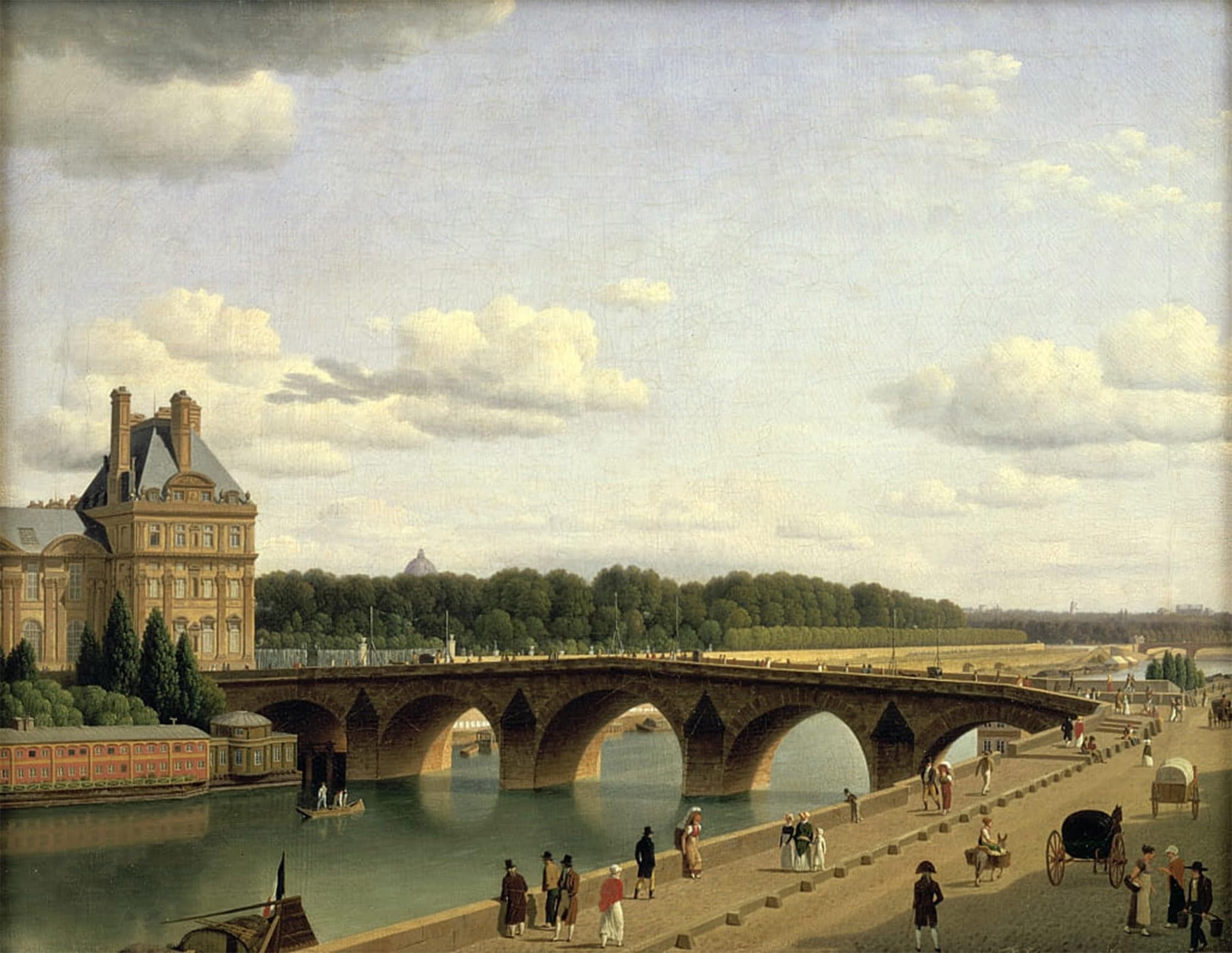 POSTERIIk Famous Modern Artwork Art Mural Paris View of the Pont Royal Quai Voltaire by Cw Eckersberg Oil Paintings Pictures for Home Decor 60x90cm