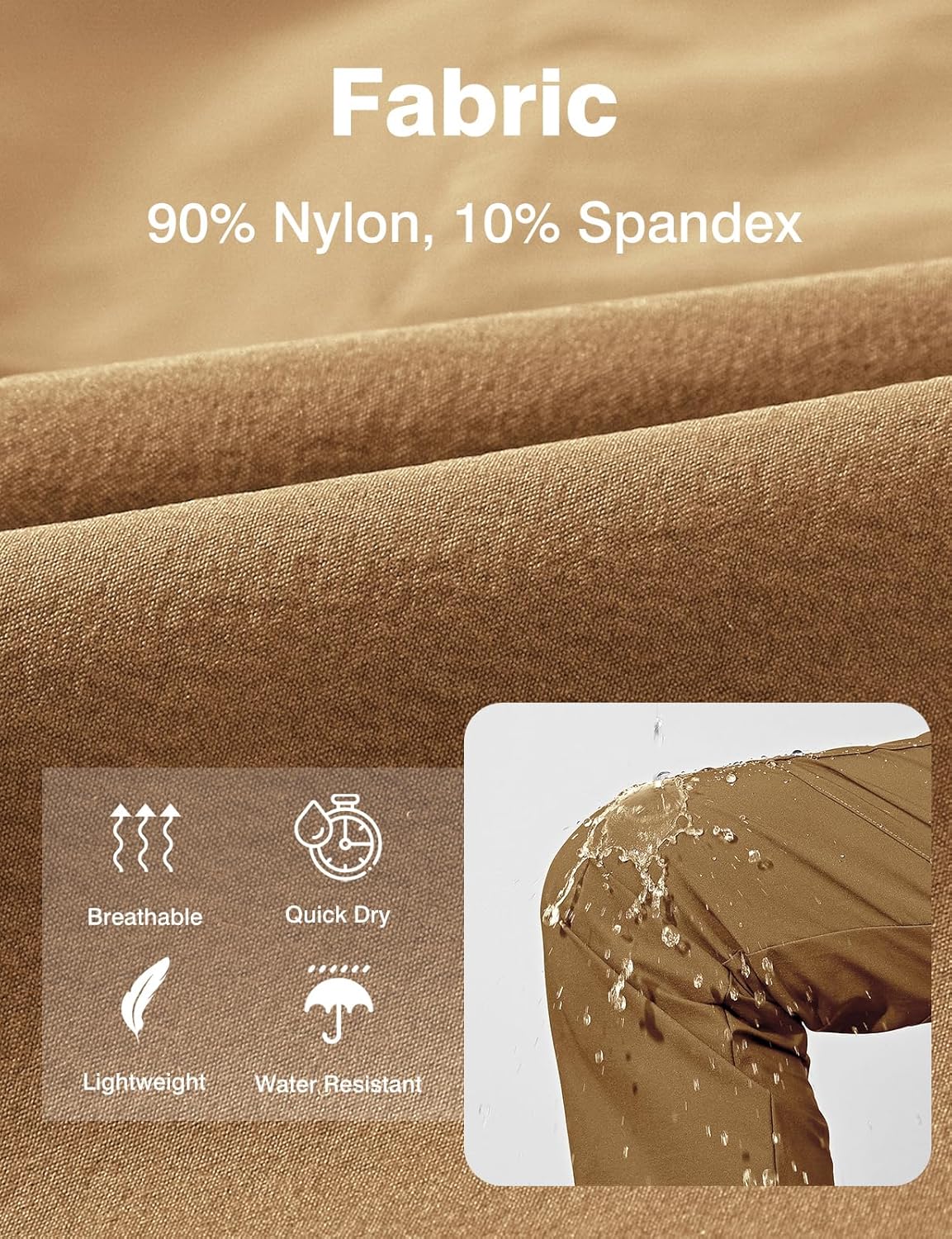 BGOWATU Women's Lightweight Hiking Cargo Pants with Zipper Pockets Water Resistant Quick Dry Work Travel Camping Pants - Image 3