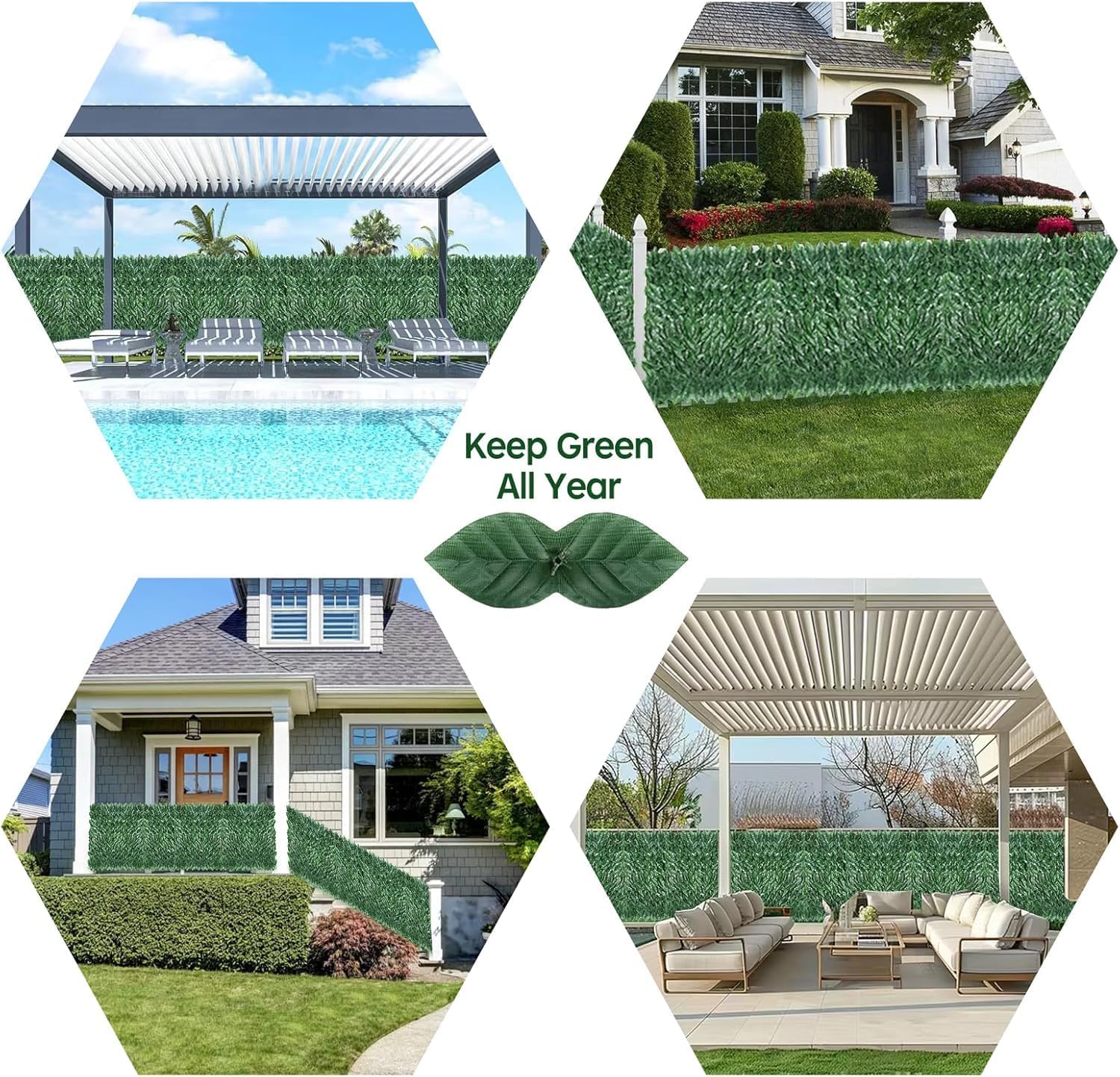 Artificial Ivy Privacy Fence Screen,59"x118" UV-Anti Fake Leaves Plant Vine,Privacy Hedges Wall for Indoor Outdoor Garden Backyard Decor,Color Green Pineapple Leaves