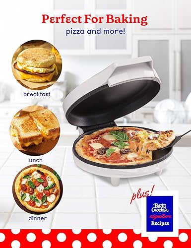Miniatura 9 de Betty Crocker Máquina de la pizza de la encimera, máquina del fabricante de la pizza de 1440 vatios para el hogar, BC-2958CR